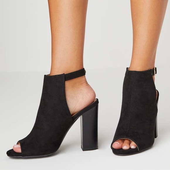 Lulu’s Open Toe Block Heel Booties - Picture 1 of 10